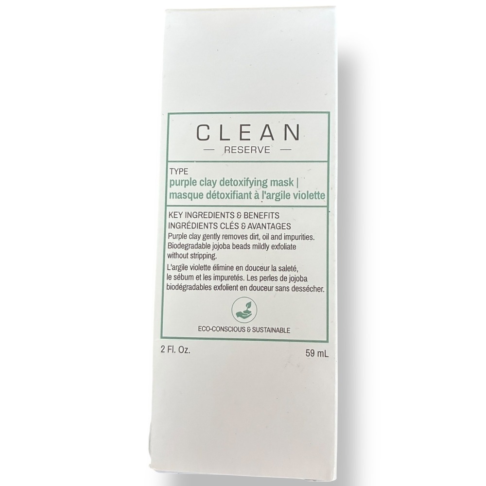 CLEAN RESERVE Purple Clay Detoxifying Mask 2oz 59ml‎ Vegan Kaolin Jojoba